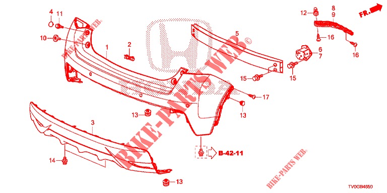 REAR BUMPER  for Honda CIVIC DIESEL 1.6 SE 5 Doors 6 speed manual 2015