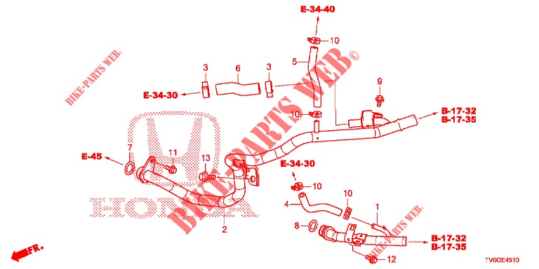 WATER HOSE/HEATER DUCT (DIESEL) for Honda CIVIC DIESEL 1.6 SE 5 Doors 6 speed manual 2015