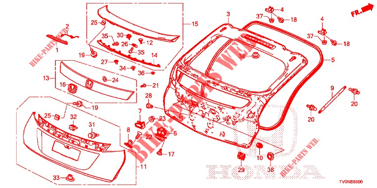 TAILGATE PANEL (2D)  for Honda CIVIC DIESEL 1.6 EX 5 Doors 6 speed manual 2016