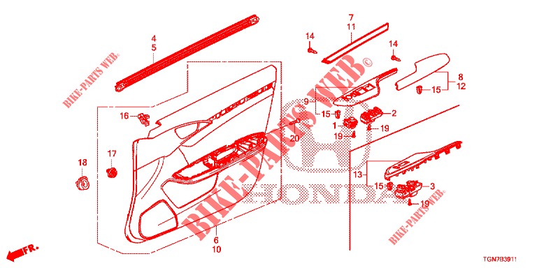 FRONT DOOR LINING (RH) for Honda CIVIC DIESEL 1.6 MID 5 Doors 6 speed manual 2018