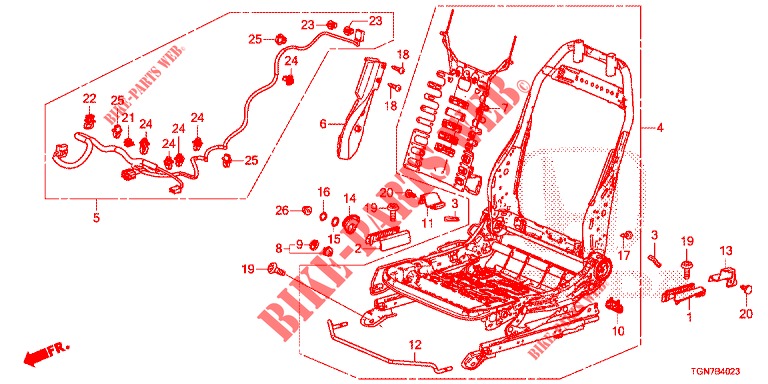 FRONT SEAT COMPONENTS (D.) (HAUTEUR MANUELLE) (2) for Honda CIVIC DIESEL 1.6 MID 5 Doors 6 speed manual 2018