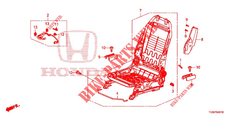 FRONT SEAT COMPONENTS (G.) (SIEGE REGLAGE MANUEL) (1) for Honda CIVIC DIESEL 1.6 MID 5 Doors 6 speed manual 2018