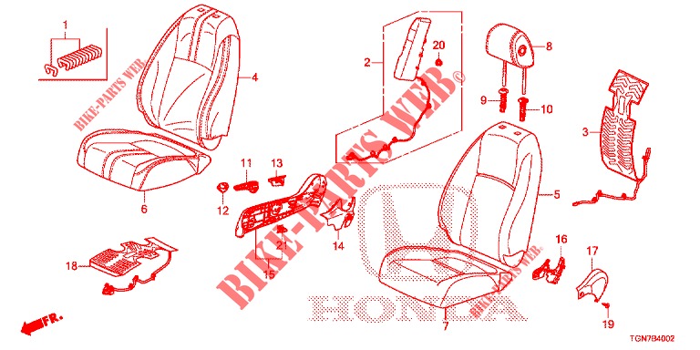 FRONT SEAT/SEATBELTS (D.) (RH) for Honda CIVIC DIESEL 1.6 MID 5 Doors 6 speed manual 2018
