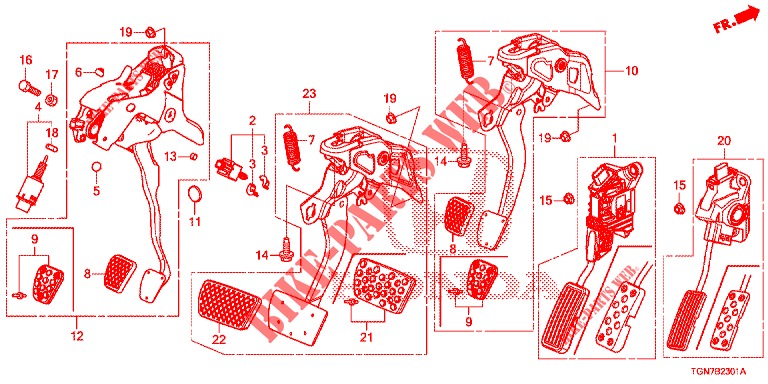 PEDAL (RH) for Honda CIVIC DIESEL 1.6 MID 5 Doors 6 speed manual 2018