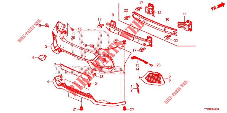 REAR BUMPER  for Honda CIVIC DIESEL 1.6 MID 5 Doors 6 speed manual 2018
