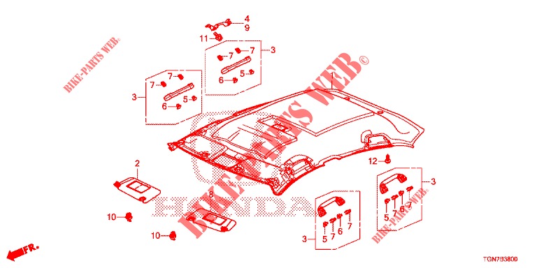 ROOF LINING (1) for Honda CIVIC DIESEL 1.6 MID 5 Doors 6 speed manual 2018