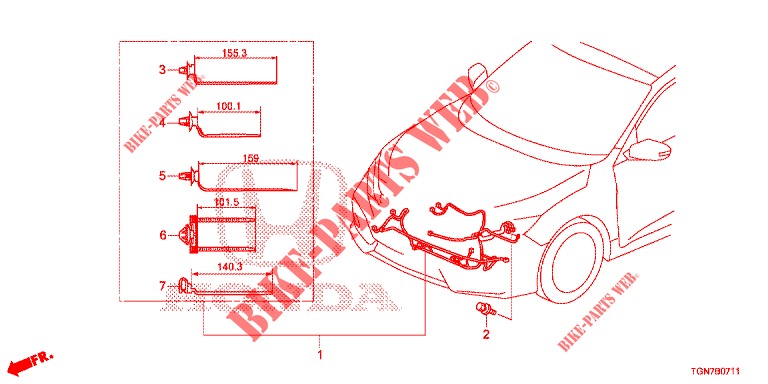 WIRE HARNESS (2) (RH) for Honda CIVIC DIESEL 1.6 MID 5 Doors 6 speed manual 2018