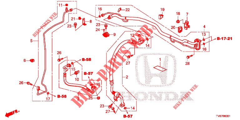 AIR CONDITIONER (FLEXIBLES/TUYAUX) (RH) for Honda CIVIC TYPE R 5 Doors 6 speed manual 2015
