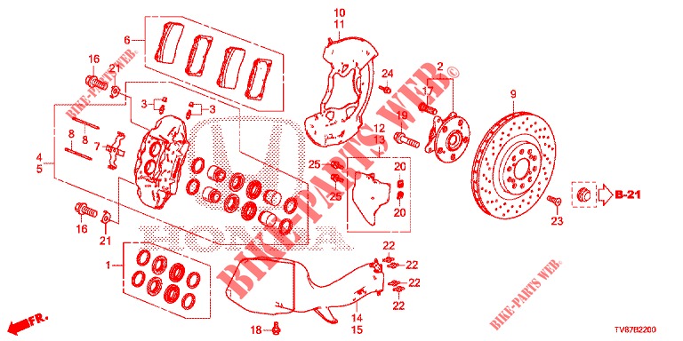 FRONT BRAKE  for Honda CIVIC TYPE R 5 Doors 6 speed manual 2015