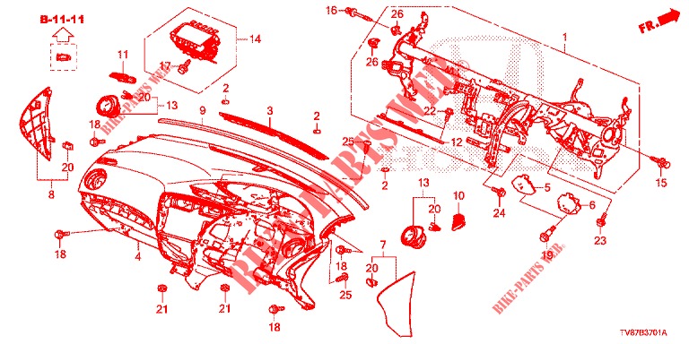 INSTRUMENT PANEL UPPER (RH) for Honda CIVIC TYPE R 5 Doors 6 speed manual 2015