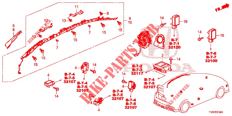 SRS UNIT (RH)  for Honda CIVIC TYPE R 5 Doors 6 speed manual 2015