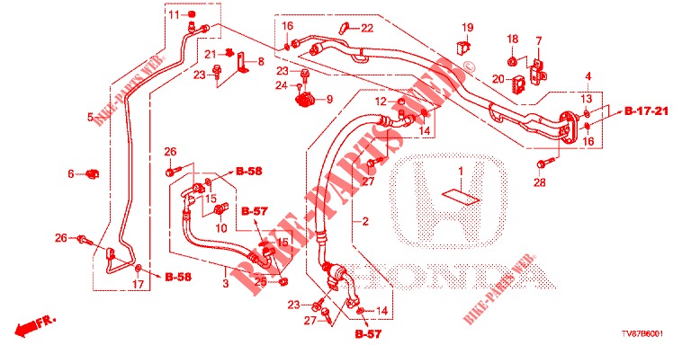 AIR CONDITIONER (FLEXIBLES/TUYAUX) (RH) for Honda CIVIC TYPE R 5 Doors 6 speed manual 2016