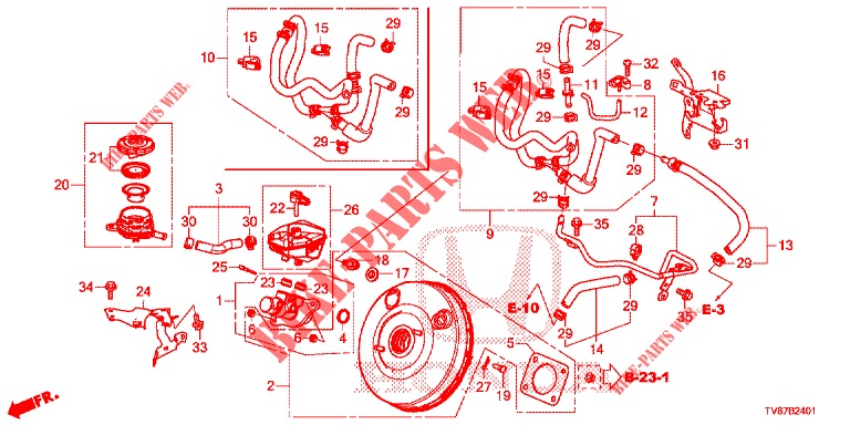 BRAKE MASTER CYLINDER/MAS TER POWER (RH) for Honda CIVIC TYPE R 5 Doors 6 speed manual 2016