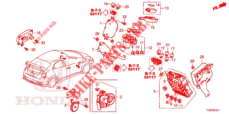 CONTROL UNIT (CABINE) (1) (RH) for Honda CIVIC TYPE R 5 Doors 6 speed manual 2016