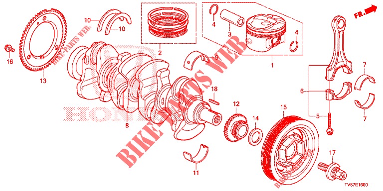 CRANKSHAFT/PISTON  for Honda CIVIC TYPE R 5 Doors 6 speed manual 2016