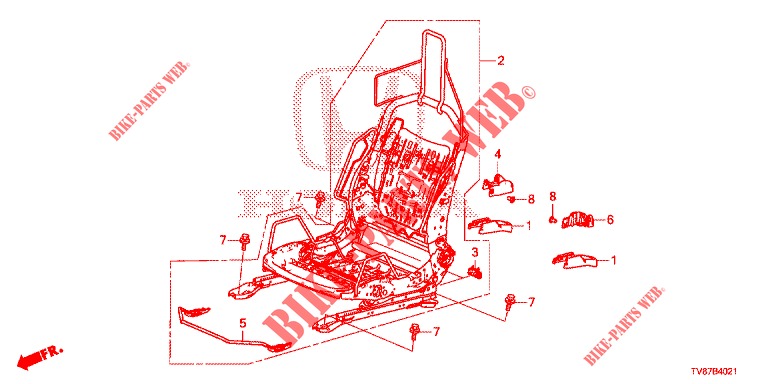 FRONT SEAT COMPONENTS (D.) (HAUTEUR MANUELLE) for Honda CIVIC TYPE R 5 Doors 6 speed manual 2016