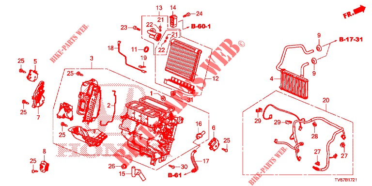 HEATER UNIT (RH) for Honda CIVIC TYPE R 5 Doors 6 speed manual 2016