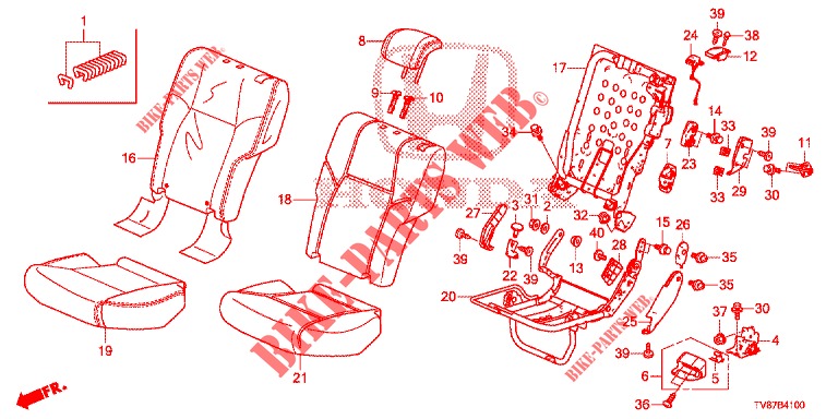 REAR SEAT/SEATBELT (G.) for Honda CIVIC TYPE R 5 Doors 6 speed manual 2016