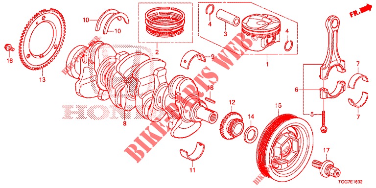 CRANKSHAFT/PISTON (TYPE R) for Honda CIVIC  TYPE R 5 Doors 6 speed manual 2017