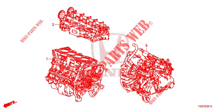 ENGINE ASSY./TRANSMISSION  ASSY. (TYPE R) for Honda CIVIC  TYPE R 5 Doors 6 speed manual 2017