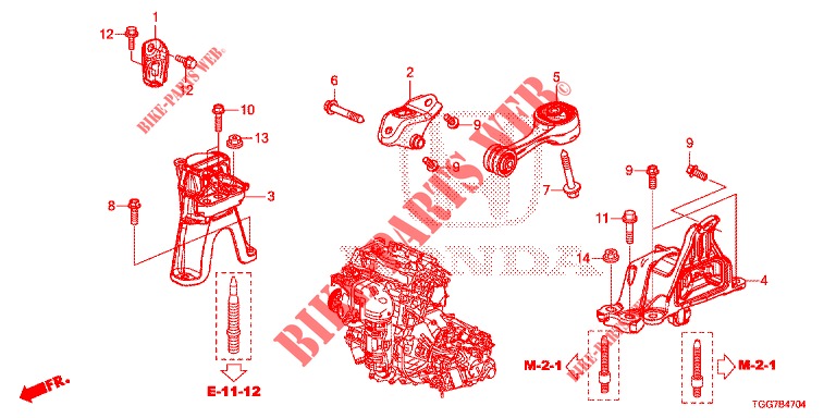 ENGINE MOUNTS (TYPE R) for Honda CIVIC  TYPE R 5 Doors 6 speed manual 2017