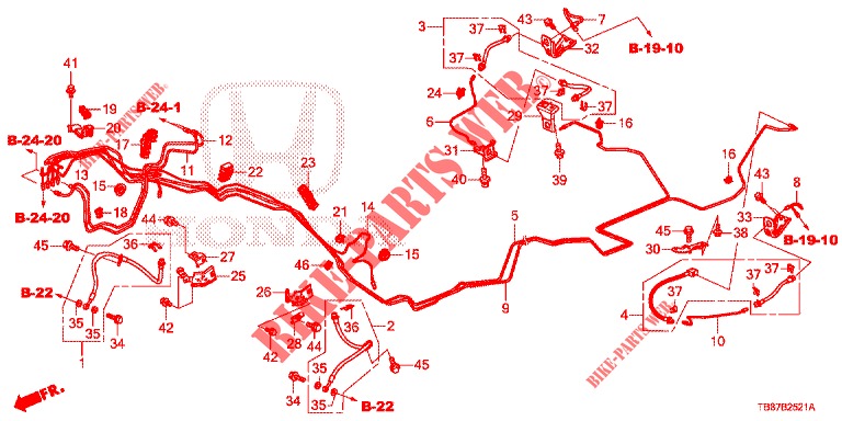 BRAKE LINES (1.8L) (RH) for Honda CIVIC TOURER 1.8 ES 5 Doors 5 speed automatic 2014