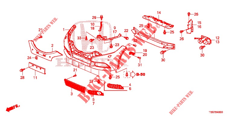 FRONT BUMPER  for Honda CIVIC TOURER 1.8 ES 5 Doors 5 speed automatic 2014