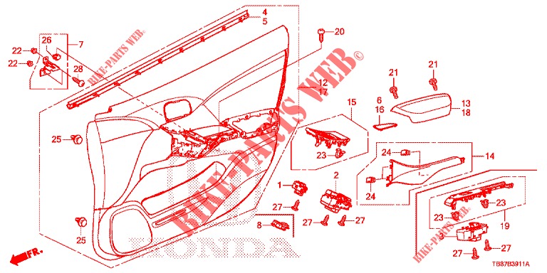 FRONT DOOR LINING (RH) for Honda CIVIC TOURER 1.8 ES 5 Doors 5 speed automatic 2014