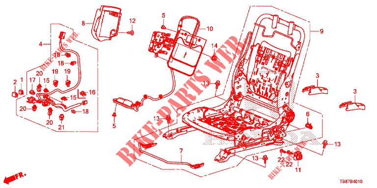 FRONT SEAT COMPONENTS (G.) (SIEGE REGLAGE MANUEL) for Honda CIVIC TOURER 1.8 ES 5 Doors 5 speed automatic 2014