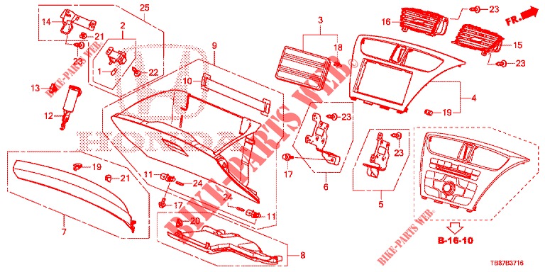 INSTRUMENT GARNISH (COTE DE PASSAGER) (RH) for Honda CIVIC TOURER 1.8 ES 5 Doors 5 speed automatic 2014