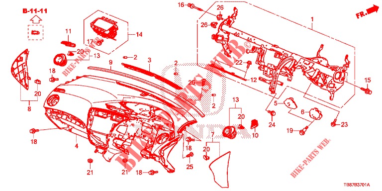 INSTRUMENT PANEL UPPER (RH) for Honda CIVIC TOURER 1.8 ES 5 Doors 5 speed automatic 2014