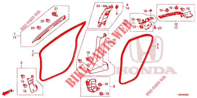 PILLAR GARNISH (RH) for Honda CIVIC TOURER 1.8 ES 5 Doors 5 speed automatic 2014