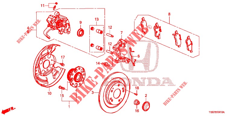 REAR BRAKE DRUM  for Honda CIVIC TOURER 1.8 ES 5 Doors 5 speed automatic 2014