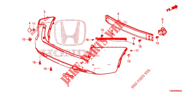 REAR BUMPER  for Honda CIVIC TOURER 1.8 ES 5 Doors 5 speed automatic 2014