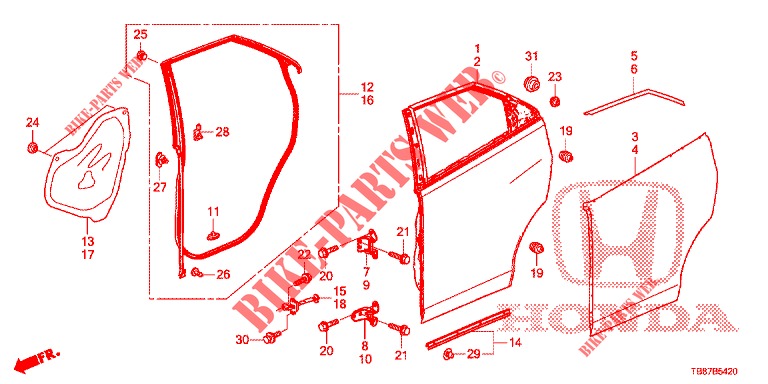 REAR DOOR PANELS (4D)  for Honda CIVIC TOURER 1.8 ES 5 Doors 5 speed automatic 2014