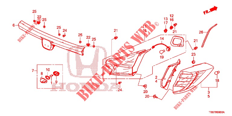 TAILLIGHT/LICENSE LIGHT (PGM FI)  for Honda CIVIC TOURER 1.8 ES 5 Doors 5 speed automatic 2014