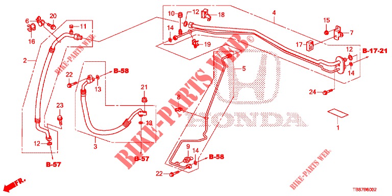 AIR CONDITIONER (FLEXIBLES/TUYAUX) (1.8L) (RH) for Honda CIVIC TOURER 1.8 EXGT 5 Doors 5 speed automatic 2014