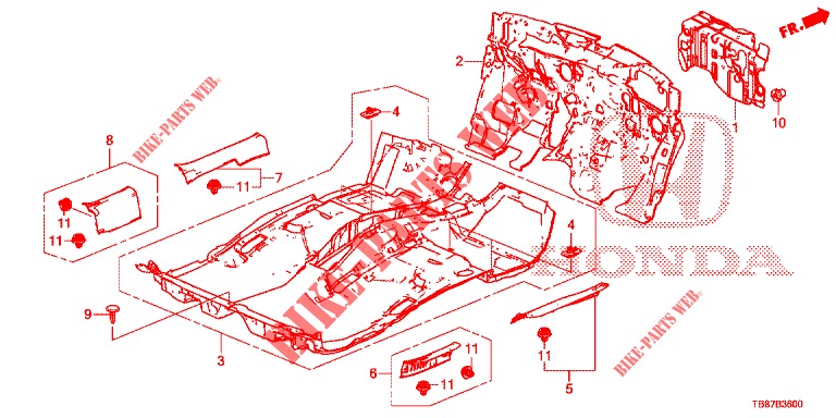 FLOOR MAT/INSULATOR  for Honda CIVIC TOURER 1.8 EXGT 5 Doors 5 speed automatic 2014