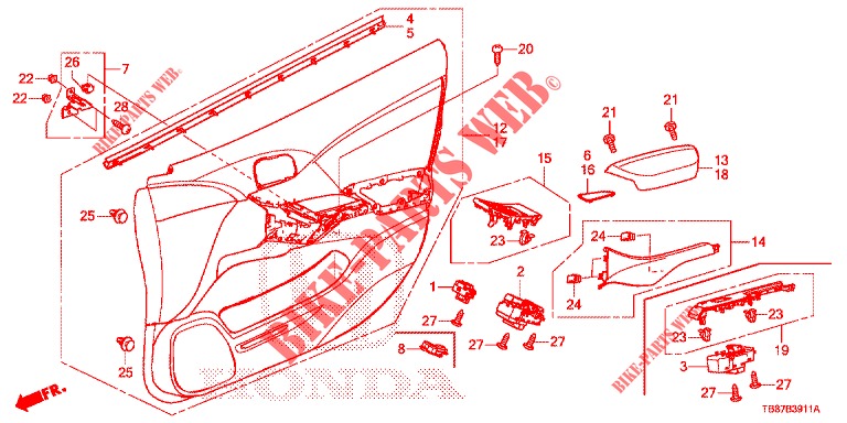 FRONT DOOR LINING (RH) for Honda CIVIC TOURER 1.8 EXGT 5 Doors 5 speed automatic 2014