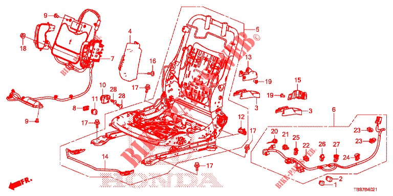 FRONT SEAT COMPONENTS (D.) (HAUTEUR MANUELLE) for Honda CIVIC TOURER 1.8 EXGT 5 Doors 5 speed automatic 2014