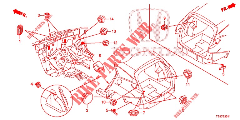 GROMMET (ARRIERE) for Honda CIVIC TOURER 1.8 EXGT 5 Doors 5 speed automatic 2014