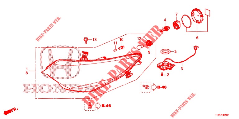 HEADLIGHT (HID) for Honda CIVIC TOURER 1.8 EXGT 5 Doors 5 speed automatic 2014