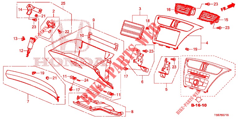 INSTRUMENT GARNISH (COTE DE PASSAGER) (RH) for Honda CIVIC TOURER 1.8 EXGT 5 Doors 5 speed automatic 2014