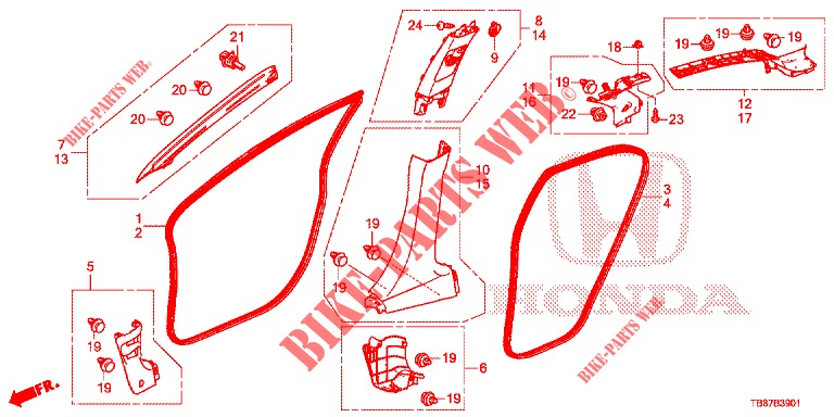 PILLAR GARNISH (RH) for Honda CIVIC TOURER 1.8 EXGT 5 Doors 5 speed automatic 2014