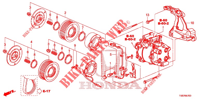 AIR CONDITIONER (COMPRESSEUR) (1.8L) for Honda CIVIC TOURER 1.8 SE 5 Doors 5 speed automatic 2014
