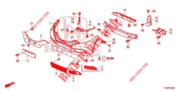 FRONT BUMPER  for Honda CIVIC TOURER 1.8 SE 5 Doors 5 speed automatic 2014