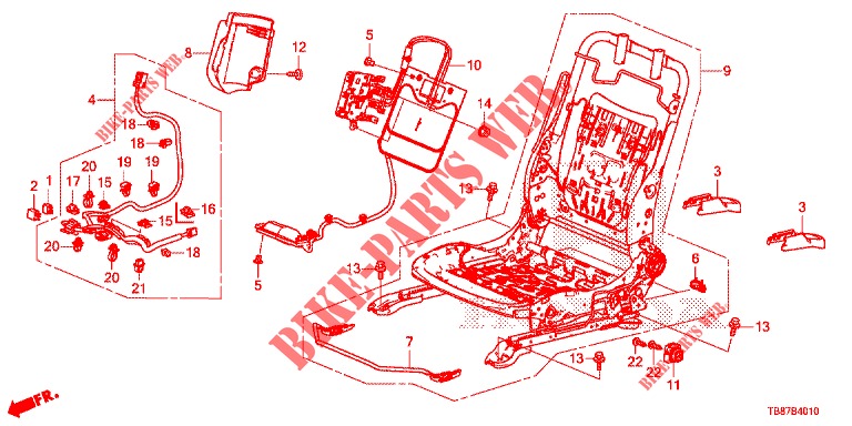 FRONT SEAT COMPONENTS (G.) (SIEGE REGLAGE MANUEL) for Honda CIVIC TOURER 1.8 SE 5 Doors 5 speed automatic 2014