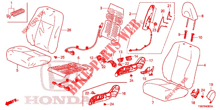 FRONT SEAT/SEATBELTS (D.) (2) for Honda CIVIC TOURER 1.8 SE 5 Doors 5 speed automatic 2014