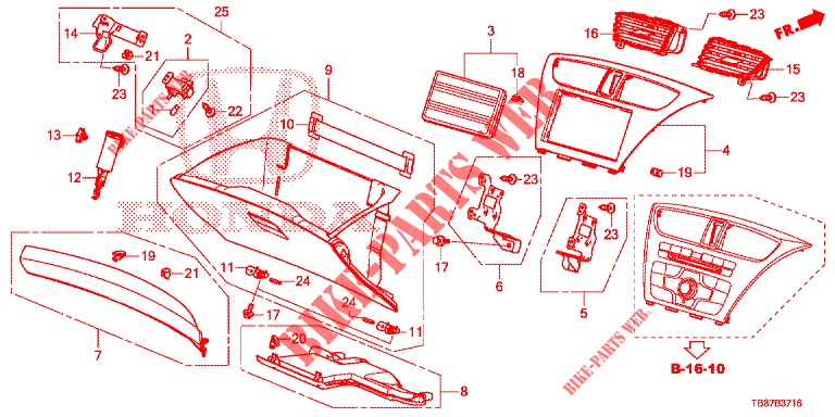 INSTRUMENT GARNISH (COTE DE PASSAGER) (RH) for Honda CIVIC TOURER 1.8 SE 5 Doors 5 speed automatic 2014