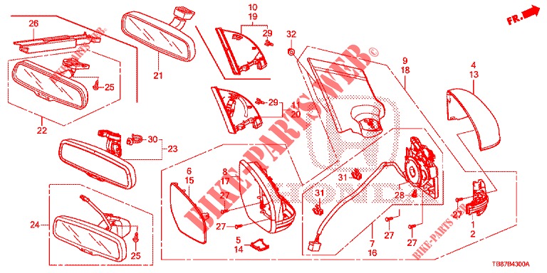 MIRROR/SUNVISOR  for Honda CIVIC TOURER 1.8 SE 5 Doors 5 speed automatic 2014